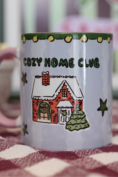 Hello Melody Design “Cozy Home Club” Mug - Pastel Design Digital Printing Porcelain Mug 9.5X8 cm Gift Boxed