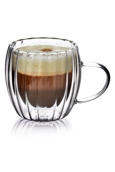 MONDEX Cană PETER din sticlă borosilicată, 240 ml, 8,2x5,5x9 cm, transparentă, design modern