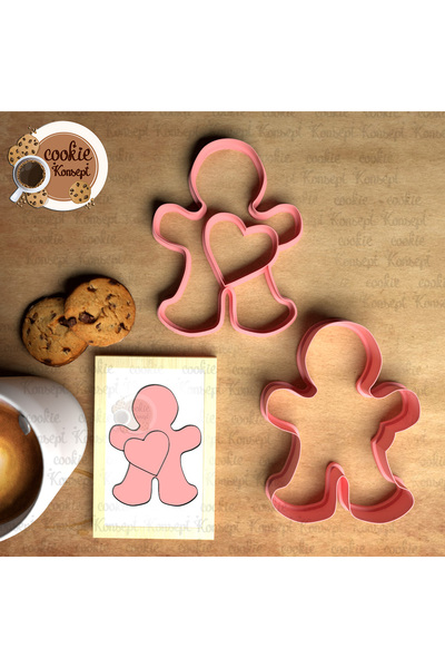 CookieKonsept خبز الزنجبيل على شكل قلب |   مجموعة قوالب متوافقة مع الكعك والع...