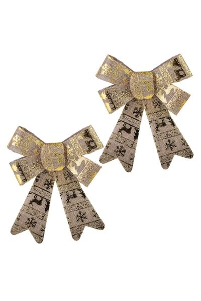 MONDEX Set de 2 fundițe decorative SANTA LILA cu imprimeu auriu, 15x18 cm