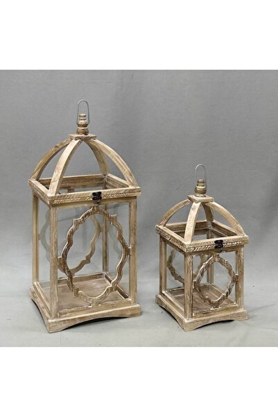 MONDEX Set de 2 felinare, 28x28x60,5 cm și 20,5x20,5x40,5 cm, lemn, scandinav