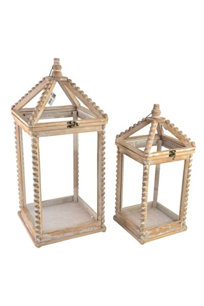 MONDEX Set de 2 felinare XL LOKKE, - 28x28x65 cm și 21,5x21,5x50,5 cm, lemn