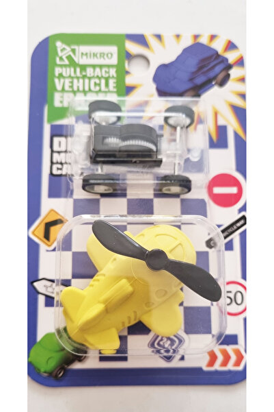 Modellino Çek Bırak Arabalı Silgi Mikro Kendin Yap Mekanizmaya Giydirmeli Silgi - Sarı Helikopter