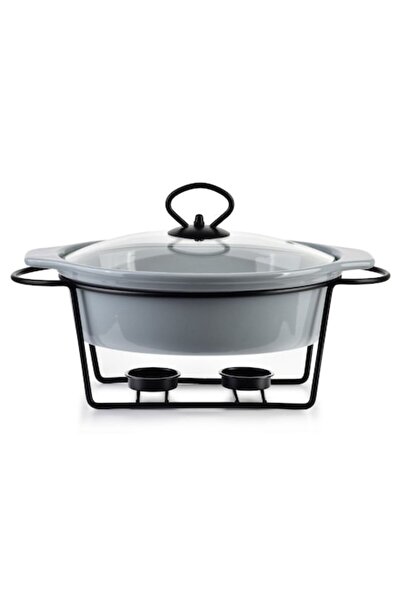 Allesken Set de servire modern pentru bucătărie, vas ceramic cu suport metali...