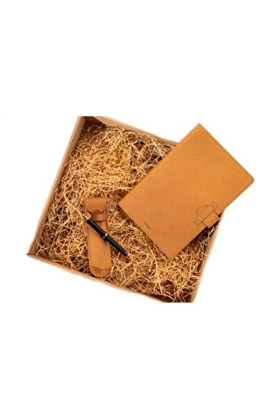Origin Premium leather notebook and pen set, brown