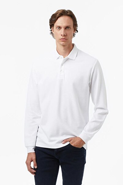 Nautica Men's White Classic Fit Long Sleeve Polo Neck T-Shirt