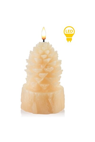 MONDEX Lumânare LED Nikolao 9x15,5 cm, crem, design conic, tehnologie LED