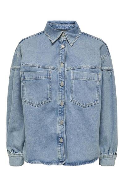 ONLY Дамски - Синя риза с дълъг ръкав Onlani, Яке LB DNM, Дънки Cro 15284611-Светлосиньо