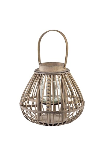 MONDEX Lucie Grey Lantern 30 x 28 cm, grey, rattan