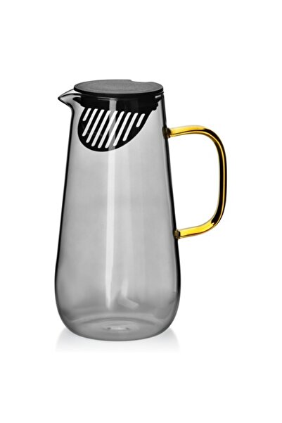 MONDEX Peter Glass Teapot 1.5 L, Smoky Glass with Gold Handle