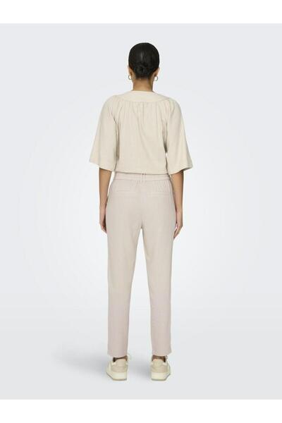 ONLY Women's Beige Onlcaro-Poptrash Easy Linen Bl Cc Pnt Trousers 15278710 -Pumicesto