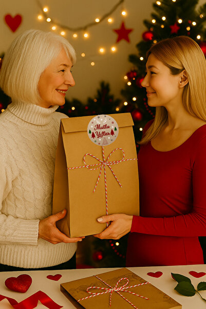 Dekals SET Mega Boy Yılbaşı Hazır Hediye Paketi Seti (32x41 Paket+ip+ ETİKET-8CM)