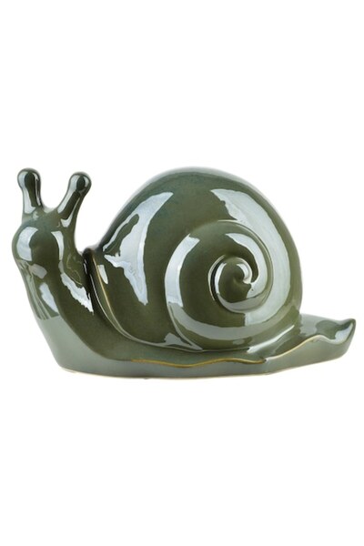 MONDEX MAVE GREEN ceramic snail decorative figurine, 34.5x18x19.5 cm, green