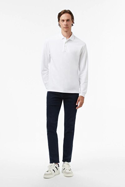 Nautica Men's White Classic Fit Long Sleeve Polo Neck T-Shirt