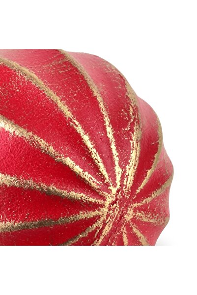 MONDEX Decorative globe 7cm red MDF with gold stripes