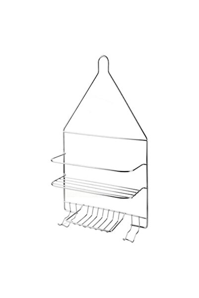 Bathlab Suport de baie cu 2 rafturi și 2 cârlige, metal, argintiu, 25x10x45cm
