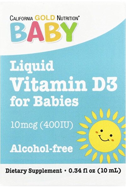 California Gold Nutrition Baby Vitamin D3 Drops, 10 mcg (400 IU), 0.34 fl oz (10 ml)