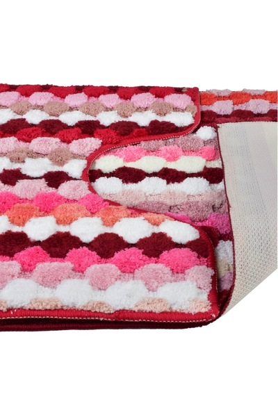 MONDEX Bath Mat Set, 2 pieces, 50x90cm and 50x40cm, red, anti-slip