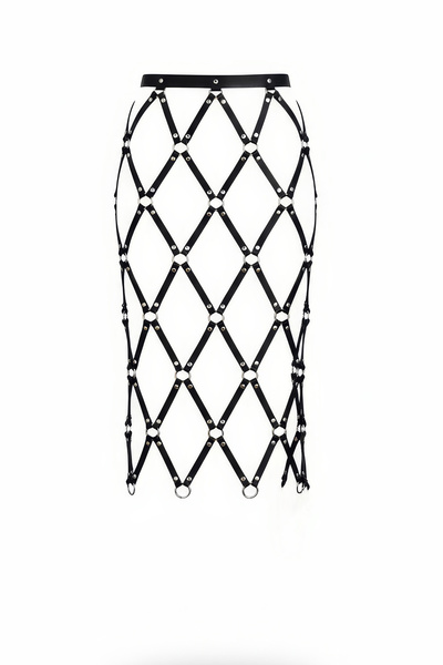 Angels Passion Fusta din piele neagră Fusta din piele Laser croială