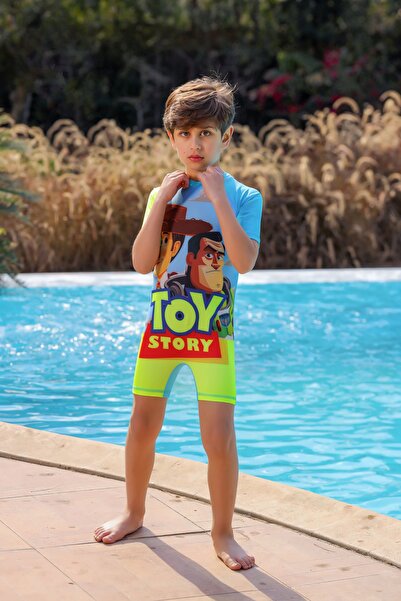 None Boys' one-piece swimsuit with distinctive cartoon graphics and bright summer colors
