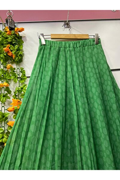 edu collection Patterned Flared Bell Chiffon Skirt with Lining