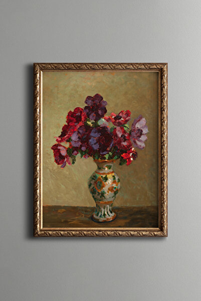 epiqart Anemoni și vază cu flori cu model - Cadru cu model vintage