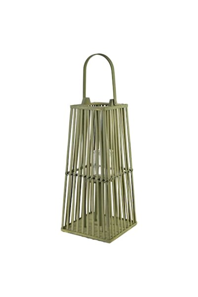 MONDEX Felinar LUCIE GREEN, Mondex, 26,5x26,5x57 cm, verde, ratan și lemn