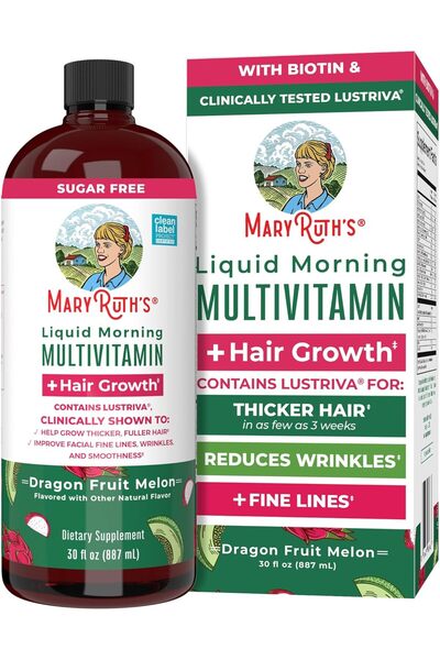 Maryruth's Liquid Multivitamin + Hair Growth, Biotin 10000mcg, Lustriva, 30 Fl Oz
