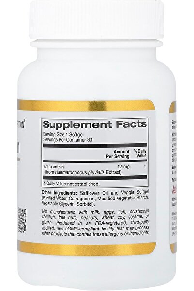 California Gold Nutrition , Astaxanthin, Astalif Pure Icelandic, 12 mg, 30 Veggie Softgels