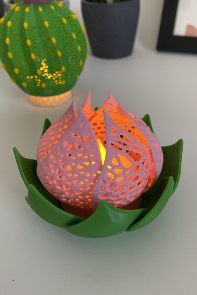 Good To Glow Lotus Fener Dantelli Mumluk - Nilüfer Çiçeği Aydınlatma Dekor