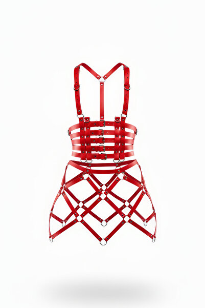 Angels Passion Fusta din piele roșie Fusta din piele Laser croială