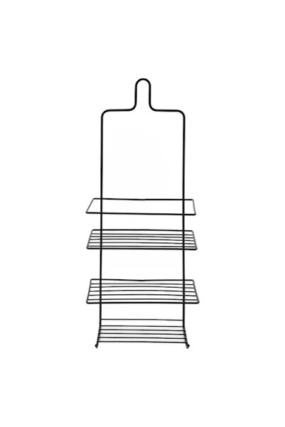 Bathlab Raft baie CARL BLACK, 3 rafturi, 2 cârlige, negru, 18,5 x 10 x 47,5 cm