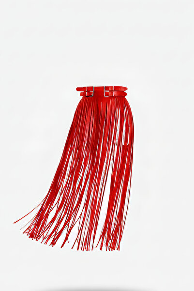 Angels Passion Red Leather Skirt Laser Cut Leather Skirt