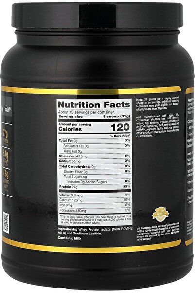 California Gold Nutrition Sport Whey Protein Isolate, Unflavored, 1 lb (454 g)