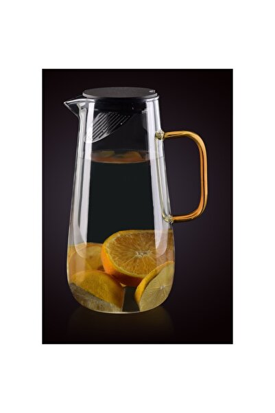 MONDEX Peter Glass Teapot 1.5 L, Smoky Glass with Gold Handle