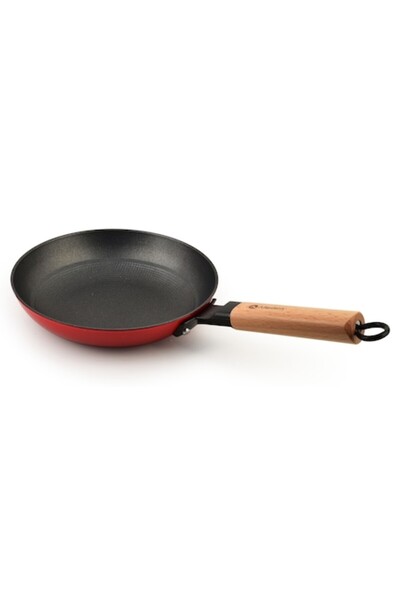 Allesken Cast Iron Frying Pan, 4-Layer, Ergonomic Wooden Handle, 20 x 38.5 x 4.5 cm, Multicolor