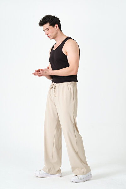 RELAXL Oversized Wide Leg 4 Seasons Men's Beige Trousers S-12Xl