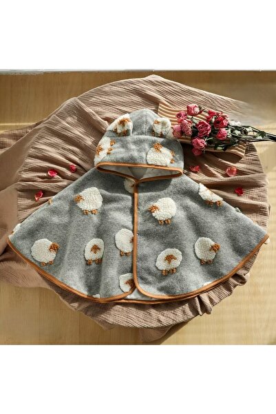 melisam.msg Çocuk Panço Pelerin Kış Sonbahar içi polar astarlı çift taraflı