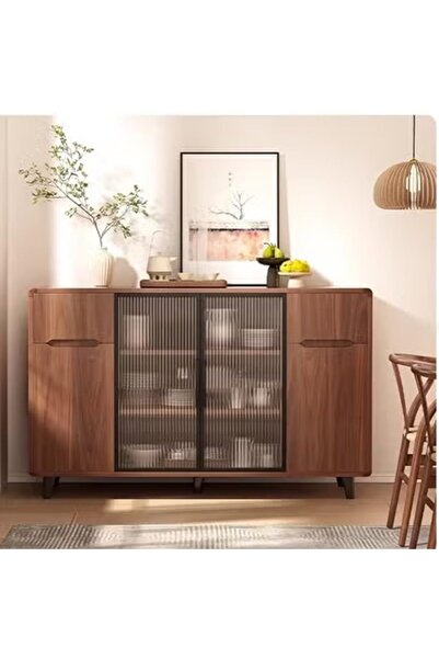 KEKE خزانة تخزين مدمجة بجانب تناول الطعام من NKX على الحائط، خزانة شاي من الخشب الصلب لغرفة المعيشة