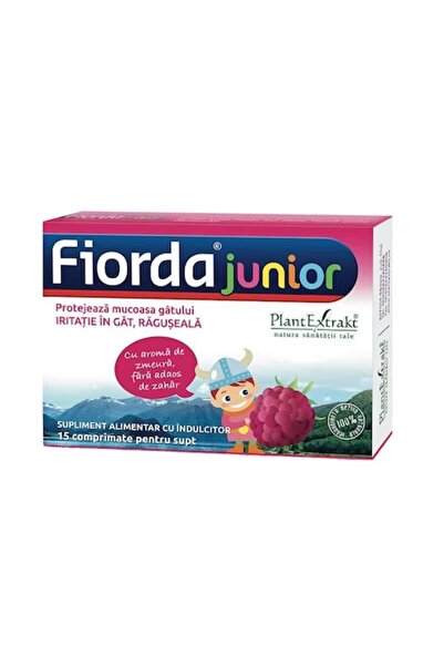 Plantextrakt Fiorda Junior Pastile cu aromă de zmeură - 15 comprimate