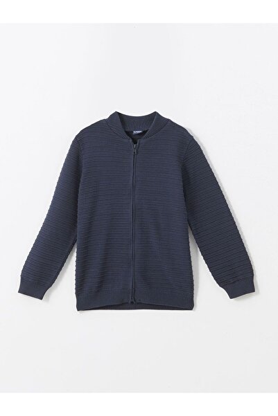 LC Waikiki Lcw Kids Crew Neck Textured Boy's Knitwear Cardigan