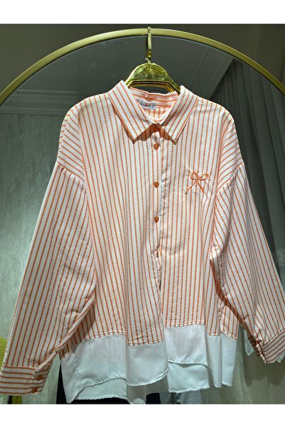 Zübeyde Sayın Women's Bow Embroidered Striped Shirt