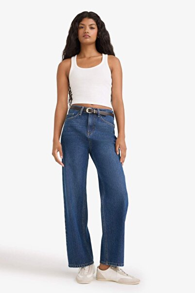 DeFacto straight fit talie înaltă Pantaloni lungi din denim cu picior drept F3345AX25WN