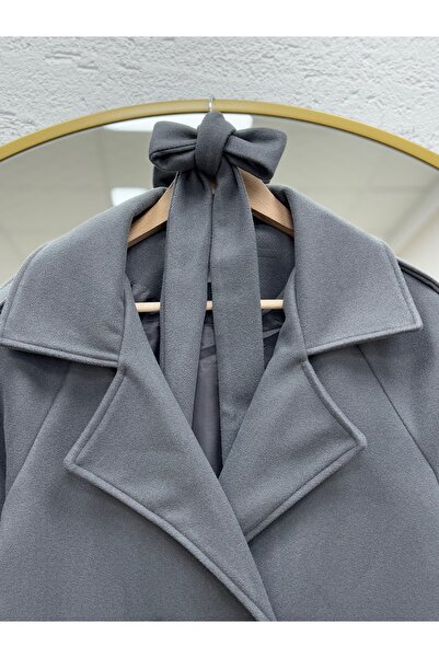 BENAHOLL Alita Shoulder Padded Sleeve Epaulettes Embroidered Coat-Ek1003 Gray