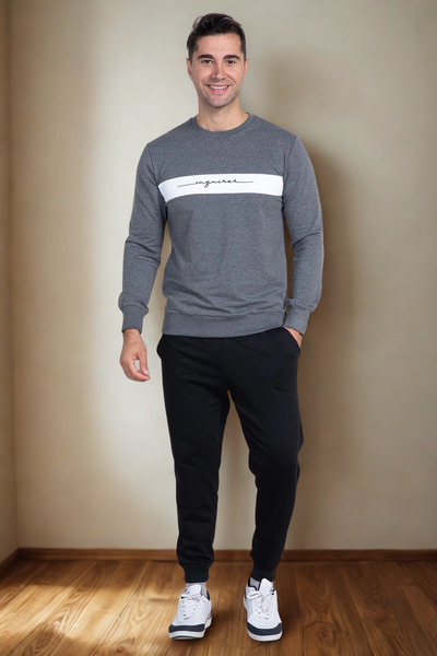 bigmama طقم بيجامة شتوية للرجال – مقاس كبير ومقاس قياسي، ملابس منزلية مريحة، قطن