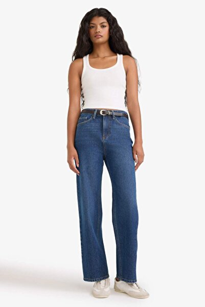 DeFacto straight fit talie înaltă Pantaloni lungi din denim cu picior drept F3345AX25WN