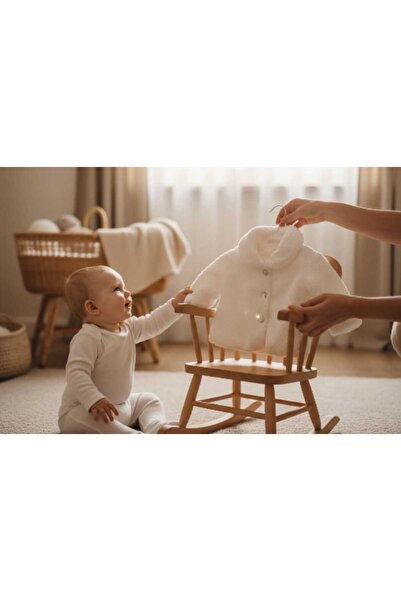 Tufitto Baby معطف/سترة بيضاء للأطفال الإناث مع ياقة