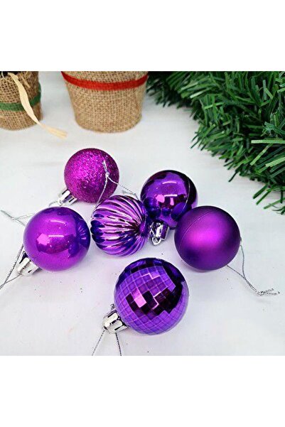 DODOMAR Ornament de Crăciun, bile, violet, 4 cm, 6 bucăți, lucios mat