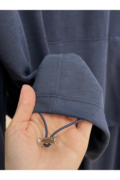 BENAHOLL Dariana Kangru Pocketed Tunic with Tightened Skirt Set-Nl678 Navy Blue