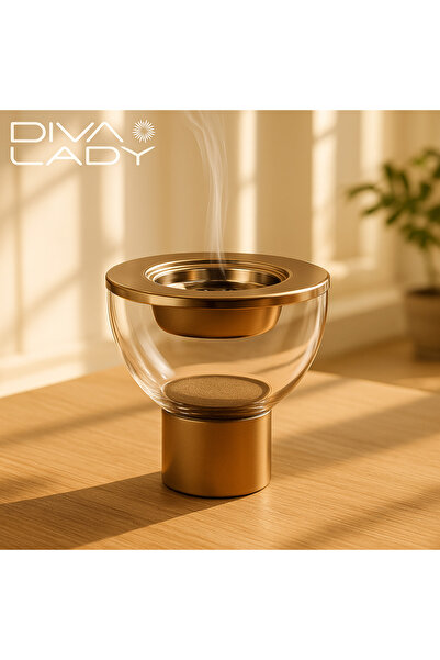 Dania مبخرة زجاجية شفافة بقاعدة معدنية فاخرة وغطاء أنيق – مقاس 14 سم ✨